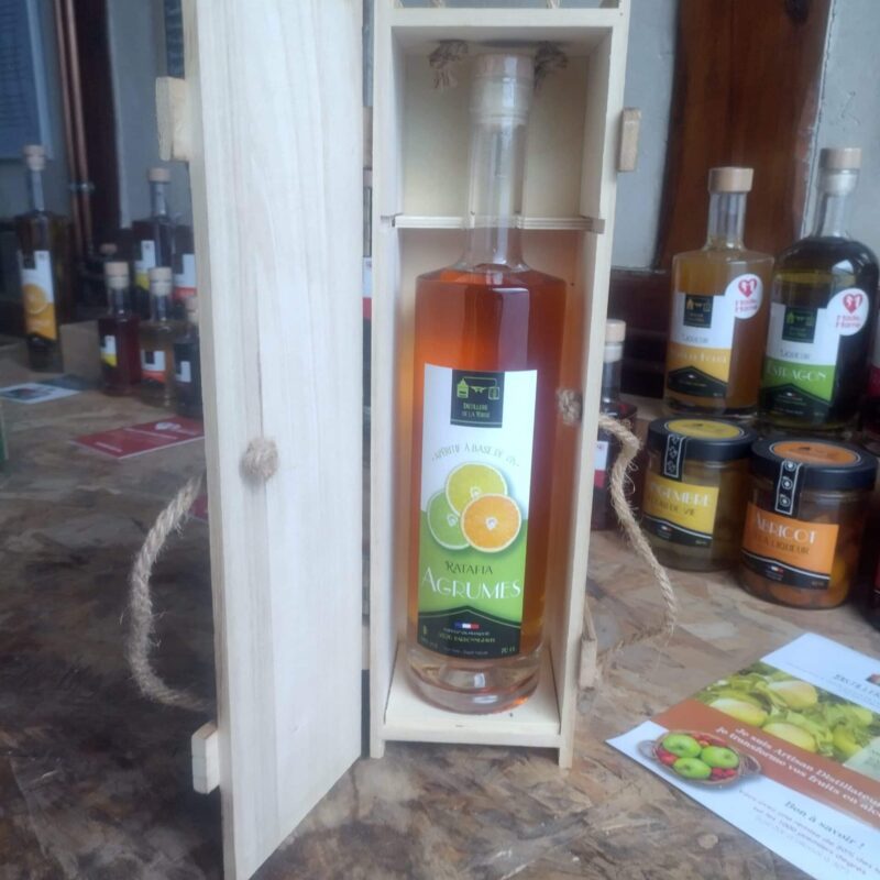 COFFRET RATAFIA - Coffret bois naturel 1 bouteille ratafia